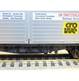Fleischmann 5235,  wagon plat porte conteneurs Lbs 598 CROWE DB   BO