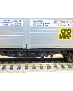 Fleischmann 5235,  wagon plat porte conteneurs Lbs 598 CROWE DB   BO