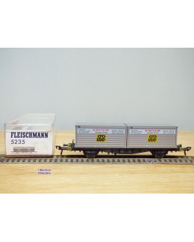 Fleischmann 5235,  wagon plat porte conteneurs Lbs 598 CROWE DB   BO