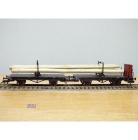 FLEISCHMANN  5252 K , couplage de  2 wagons à tablier rotatif (Drehschemelwagen), un à guérite,  chargés de bois  DB  neuf   BO 