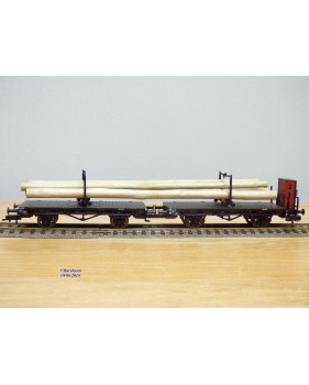 FLEISCHMANN  5252 K , couplage de  2 wagons à tablier rotatif (Drehschemelwagen), un à guérite,  chargés de bois  DB  neuf   BO 