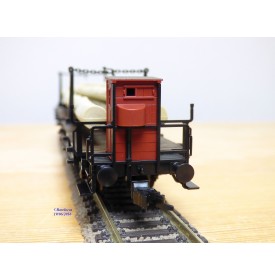 FLEISCHMANN  5252 K , couplage de  2 wagons à tablier rotatif (Drehschemelwagen), un à guérite,  chargés de bois  DB  neuf   BO 