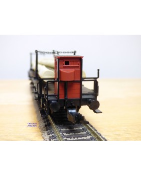 FLEISCHMANN  5252 K , couplage de  2 wagons à tablier rotatif (Drehschemelwagen), un à guérite,  chargés de bois  DB  neuf   BO 
