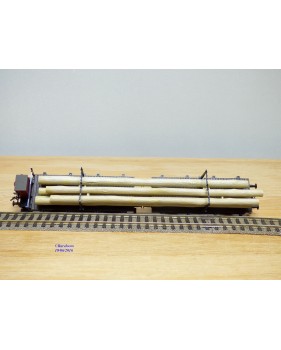 FLEISCHMANN  5252 K , couplage de  2 wagons à tablier rotatif (Drehschemelwagen), un à guérite,  chargés de bois  DB  neuf   BO 