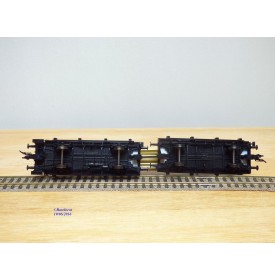 FLEISCHMANN  5252 K , couplage de  2 wagons à tablier rotatif (Drehschemelwagen), un à guérite,  chargés de bois  DB  neuf   BO 
