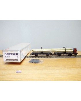 FLEISCHMANN  5252 K , couplage de  2 wagons à tablier rotatif (Drehschemelwagen), un à guérite,  chargés de bois  DB  neuf   BO 
