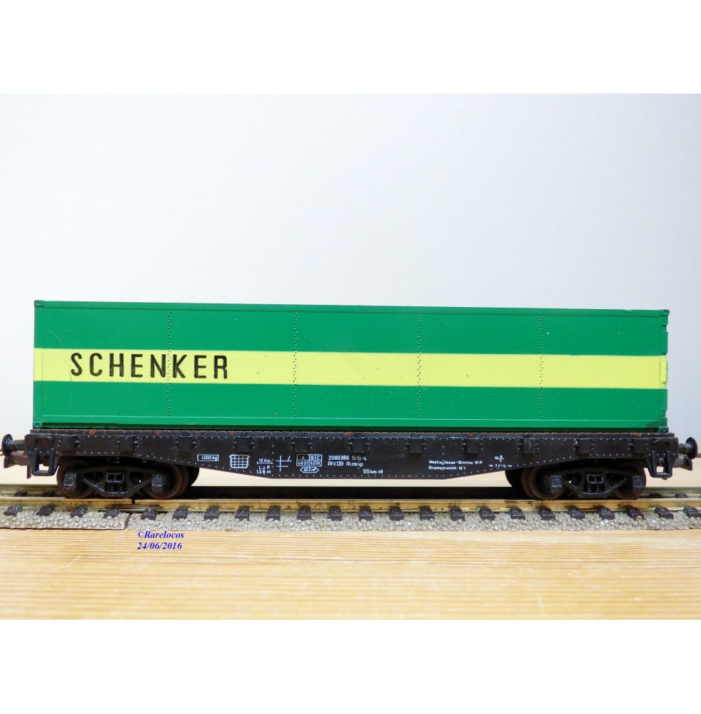ROCO 4318,  wagon plat chargé d'un conteneur  40'    SCHENKER    DB   BO