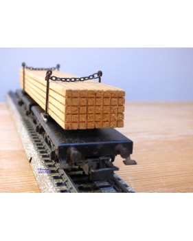 Märklin  4512.5 , couplage de 2 wagons plats à plate forme pivotantes ( Drehschemelwagen )  chargé de bois    DB    BO