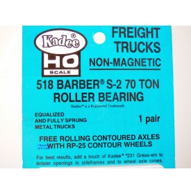 Kadee 518, 2 bogies marchandises BARBER  S-2  70 ton  métal et suspendus  neuf  BO