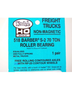 Kadee 518, 2 bogies marchandises BARBER  S-2  70 ton  métal et suspendus  neuf  BO