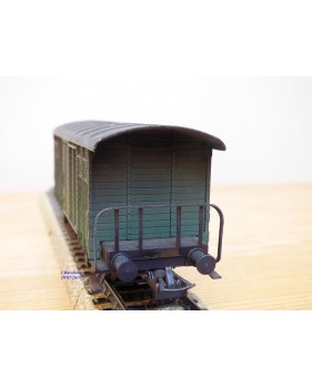 HAG  340 . 04, wagon couvert à plate forme  de serre freins  vert  type  K3  patiné  SBB  BO