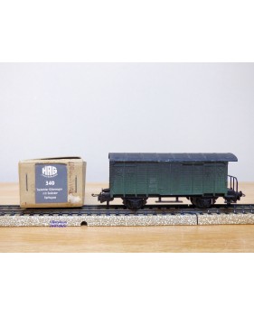 HAG  340 . 04, wagon couvert à plate forme  de serre freins  vert  type  K3  patiné  SBB  BO