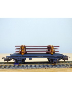 POCHER 161,  wagon plat chargé de plaques de fer   FS   