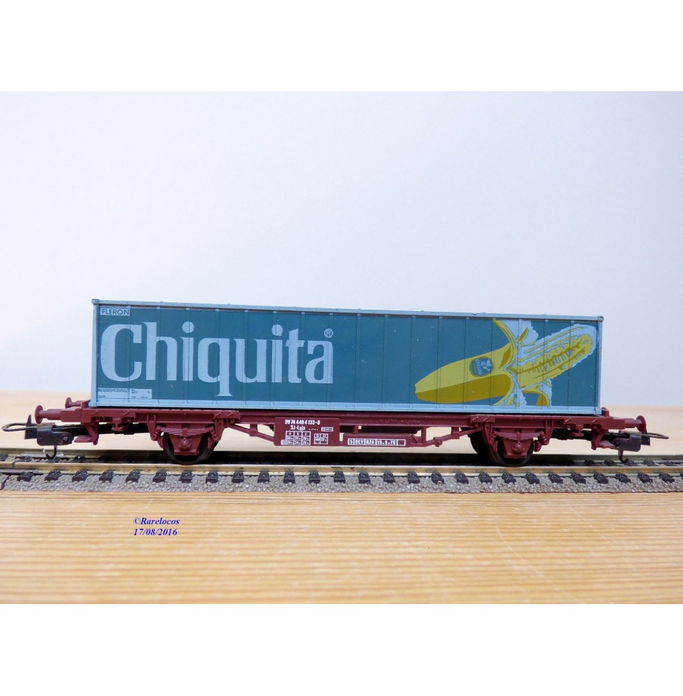 LIMA véro 302849 ,  wagon plat porte conteneurs CHIQUITA     SJ    BO
