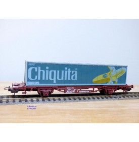 LIMA véro 302849 ,  wagon plat porte conteneurs CHIQUITA     SJ    BO