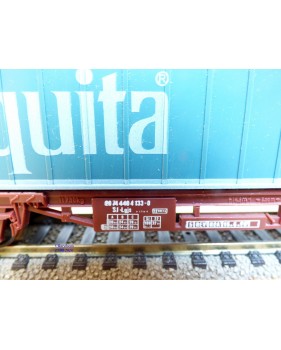 LIMA véro 302849 ,  wagon plat porte conteneurs CHIQUITA     SJ    BO
