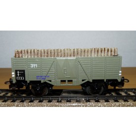 Märklin ancien  311 H b (g) . 7 wagon tombereau chargé bois DB BO