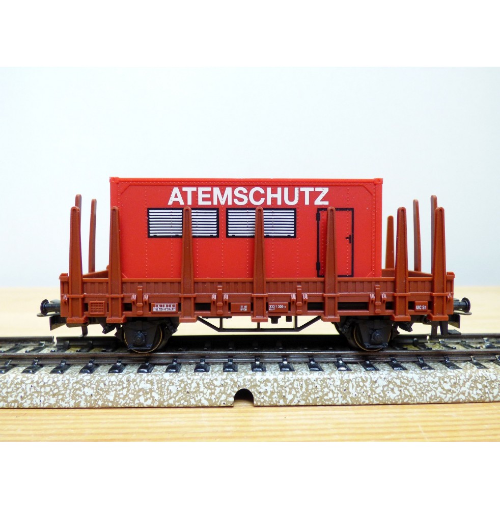 Märklin 00752-03, wagon   plat  à ranchers type Kbs 890  ATEMSCHUTZ     DB   neuf     BO