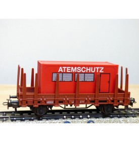 Märklin 00752-03, wagon   plat  à ranchers type Kbs 890  ATEMSCHUTZ     DB   neuf     BO