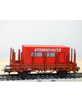 Märklin 00752-03, wagon   plat  à ranchers type Kbs 890  ATEMSCHUTZ     DB   neuf     BO