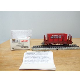 Märklin 00752-03, wagon   plat  à ranchers type Kbs 890  ATEMSCHUTZ     DB   neuf     BO