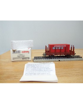 Märklin 00752-03, wagon   plat  à ranchers type Kbs 890  ATEMSCHUTZ     DB   neuf     BO