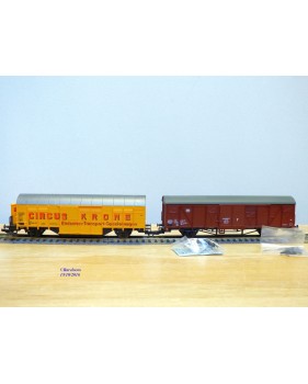 ROCO 44009 / PREISER 30726 , set 4 wagons couverts  cirque KRONE   DB  Neuf BO