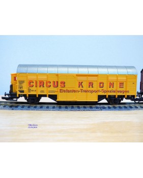 ROCO 44009 / PREISER 30726 , set 4 wagons couverts  cirque KRONE   DB  Neuf BO