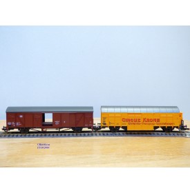 ROCO 44009 / PREISER 30726 , set 4 wagons couverts  cirque KRONE   DB  Neuf BO