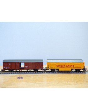 ROCO 44009 / PREISER 30726 , set 4 wagons couverts  cirque KRONE   DB  Neuf BO