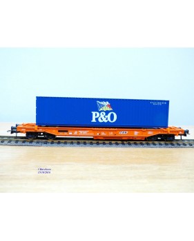 ROCO 46570, wagon poche type Sdkmss chargé d' un conteneur de 40'  P&O  SNCB / NMBS  Neuf   BO