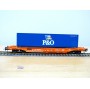 ROCO 46570, wagon poche type Sdkmss chargé d' un conteneur de 40'  P&O  SNCB / NMBS  Neuf   BO