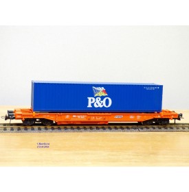 ROCO 46570, wagon poche type Sdkmss chargé d' un conteneur de 40'  P&O  SNCB / NMBS  Neuf   BO
