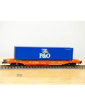 ROCO 46570, wagon poche type Sdkmss chargé d' un conteneur de 40'  P&O  SNCB / NMBS  Neuf   BO