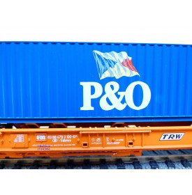 ROCO 46570, wagon poche type Sdkmss chargé d' un conteneur de 40'  P&O  SNCB / NMBS  Neuf   BO