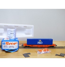 ROCO 46570, wagon poche type Sdkmss chargé d' un conteneur de 40'  P&O  SNCB / NMBS  Neuf   BO