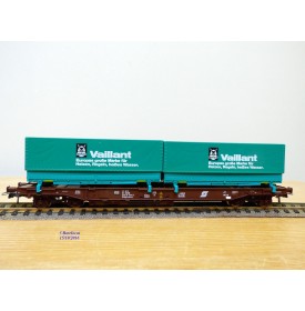 ROCO 46577, wagon poche type Sdgkkmss chargé de 2 conteneurs de 20' VAILLANT  ÖBB   Neuf   BO