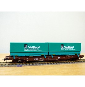 ROCO 46577, wagon poche type Sdgkkmss chargé de 2 conteneurs de 20' VAILLANT  ÖBB   Neuf   BO