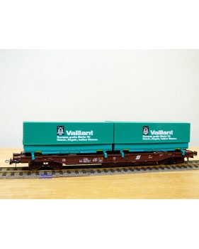 ROCO 46577, wagon poche type Sdgkkmss chargé de 2 conteneurs de 20' VAILLANT  ÖBB   Neuf   BO
