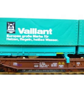 ROCO 46577, wagon poche type Sdgkkmss chargé de 2 conteneurs de 20' VAILLANT  ÖBB   Neuf   BO