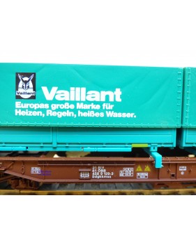 ROCO 46577, wagon poche type Sdgkkmss chargé de 2 conteneurs de 20' VAILLANT  ÖBB   Neuf   BO