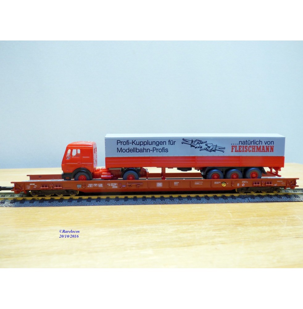 FLEISCHMANN  5276,  wagon surbaissé type Saadkms.690 Rollende Landstrasse et camion MERCEDES    DB   BO 