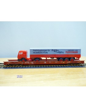 FLEISCHMANN  5276,  wagon surbaissé type Saadkms.690 Rollende Landstrasse et camion MERCEDES    DB   BO 