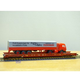 FLEISCHMANN  5276,  wagon surbaissé type Saadkms.690 Rollende Landstrasse et camion MERCEDES    DB   BO 