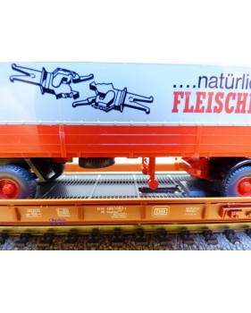 FLEISCHMANN  5276,  wagon surbaissé type Saadkms.690 Rollende Landstrasse et camion MERCEDES    DB   BO 