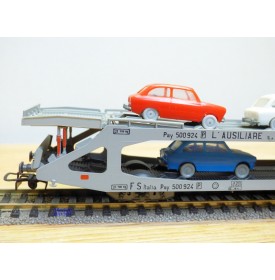 RIVAROSSI véro 2048, , wagon porte autos Type Pay N° 500 900  Ausiliare S.p.A .chargé FIAT 850   FS  