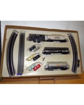 JOUEF  ??? Mecanic Trafic , rare coffret mécanique 1 loco, 3 wagons et 3 autos   SNCF     BO