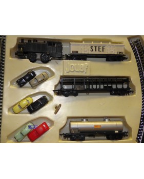 JOUEF  ??? Mecanic Trafic , rare coffret mécanique 1 loco, 3 wagons et 3 autos   SNCF     BO