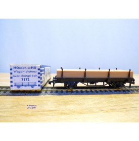 HORNBY acHO 7172, wagon plat à ranchers  avce chargement de bois  SNCF  Neuf  BO