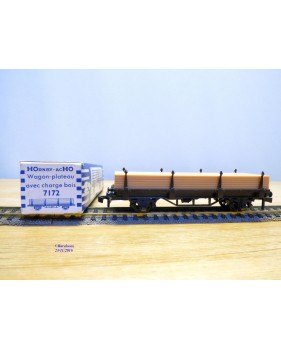 HORNBY acHO 7172, wagon plat à ranchers  avce chargement de bois  SNCF  Neuf  BO